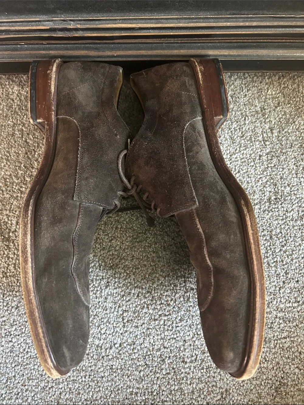SALVATORE FERRAGAMO Brown Suede Lace-Up Dress Shoes